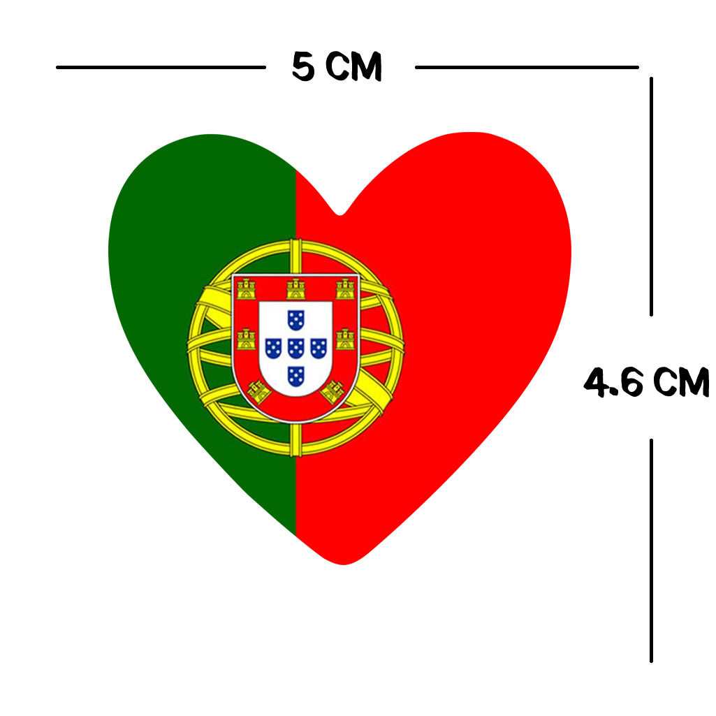 2 x  Portugal Heart Flag Temporary Tattoo Portuguese Team support