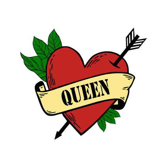 QUEEN Heart arrow TEMPORARY TATTOO lasts a week leader Royal crown matriarch