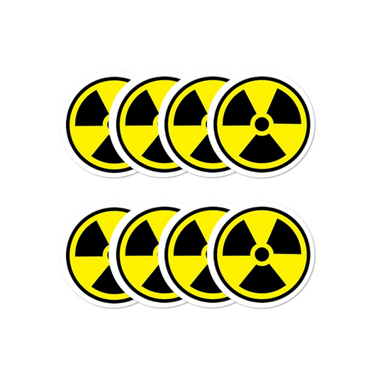 8 PACK Radio active symbol waterproof Glossy vinyl sticker paper in / outdoor