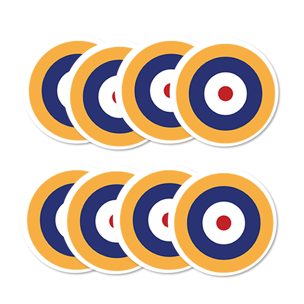 8 PACK RAF Roundel symbol waterproof Glossy vinyl sticker in / outdoor airforce