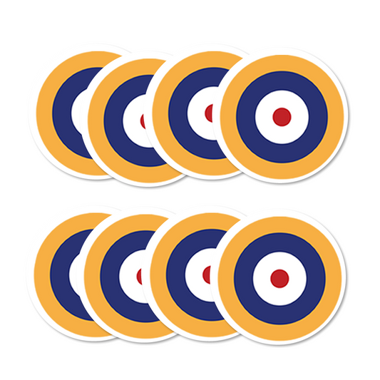 8 PACK RAF Roundel symbol waterproof Glossy vinyl sticker in / outdoor airforce