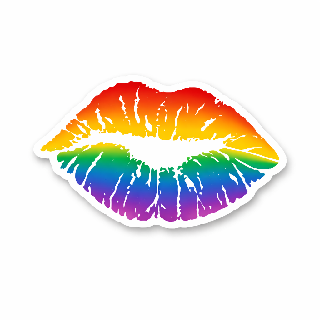 4 PACK LGBT Rainbow Lips waterproof Matte vinyl sticker paper LGBTQ gay Pride