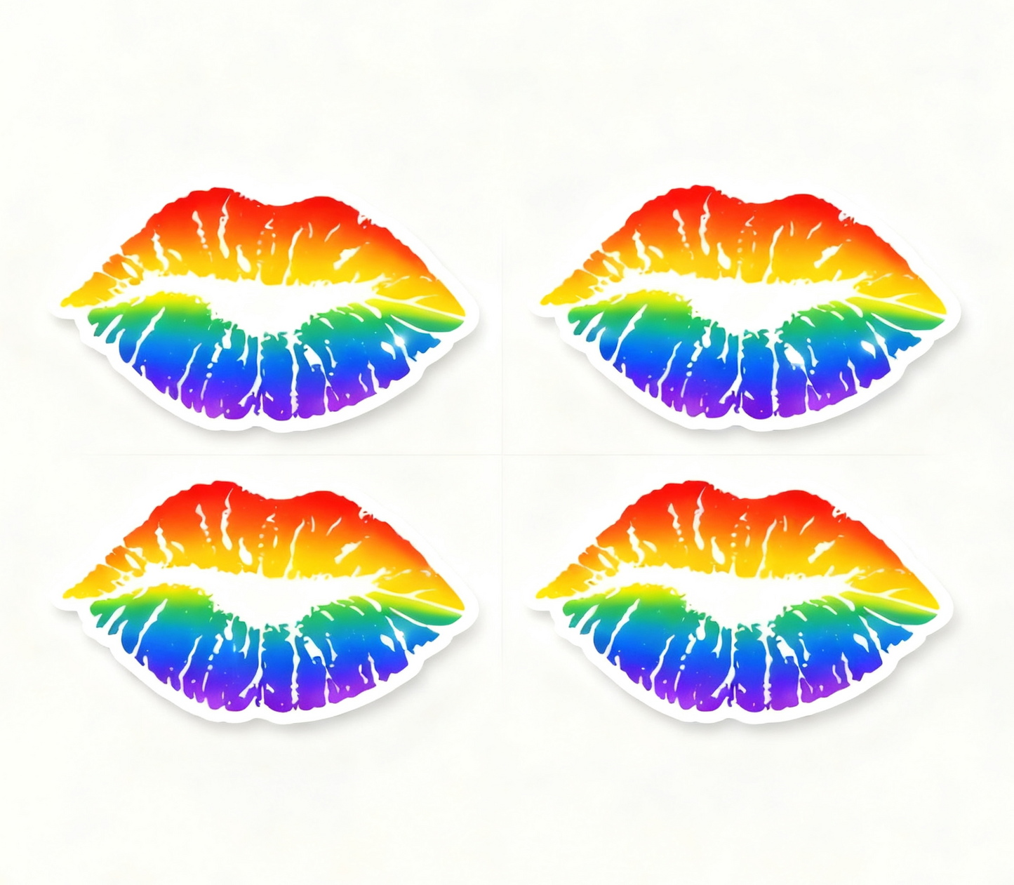 4 PACK LGBT Rainbow Lips waterproof Matte vinyl sticker paper LGBTQ gay Pride