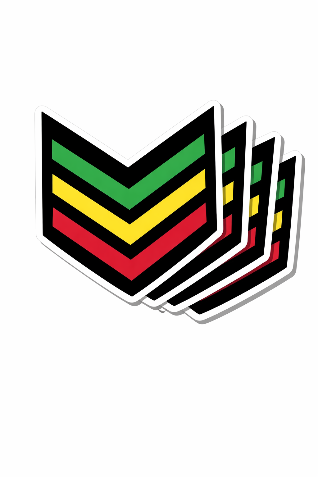 4 PACK Rasta Army Stripes waterproof Matte vinyl sticker Military Chevron one love symbol