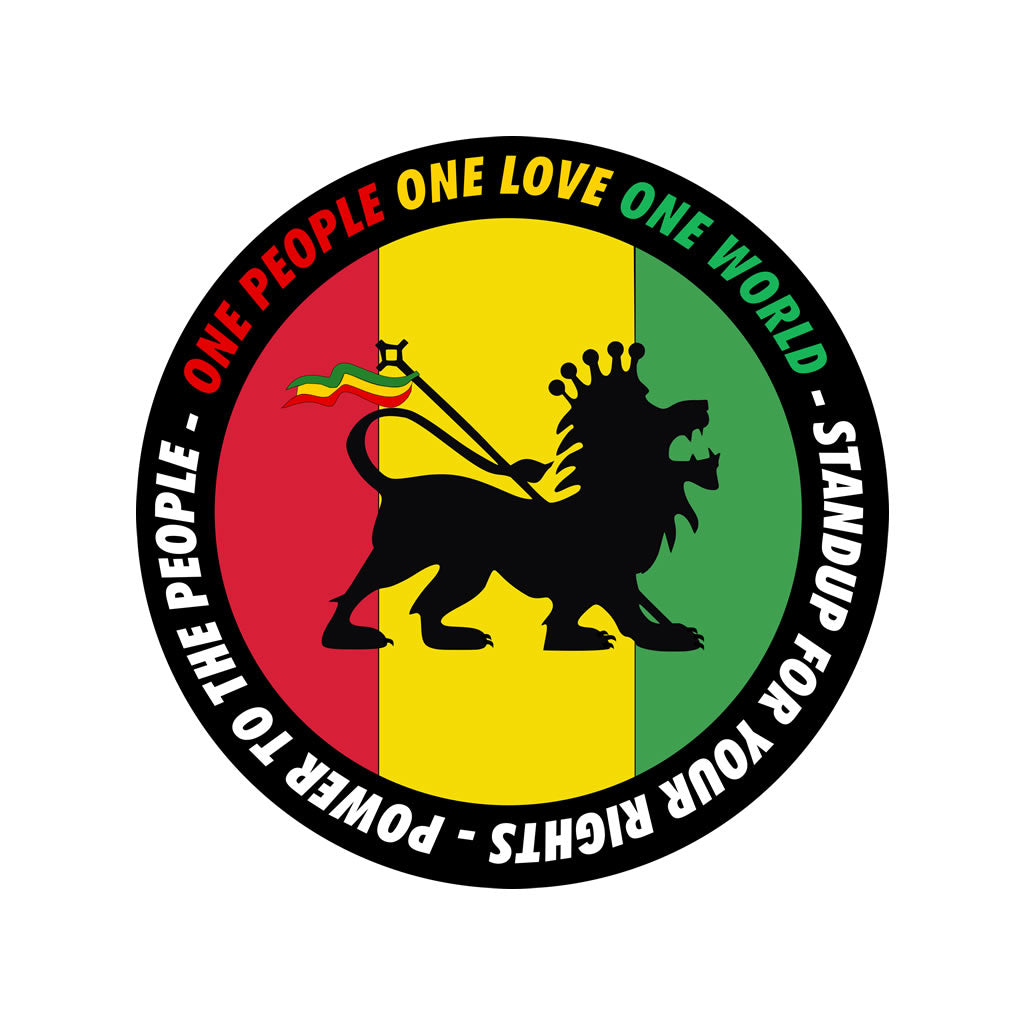 Power to the people one love one world Iron on Transfer for fabric RASTA LION