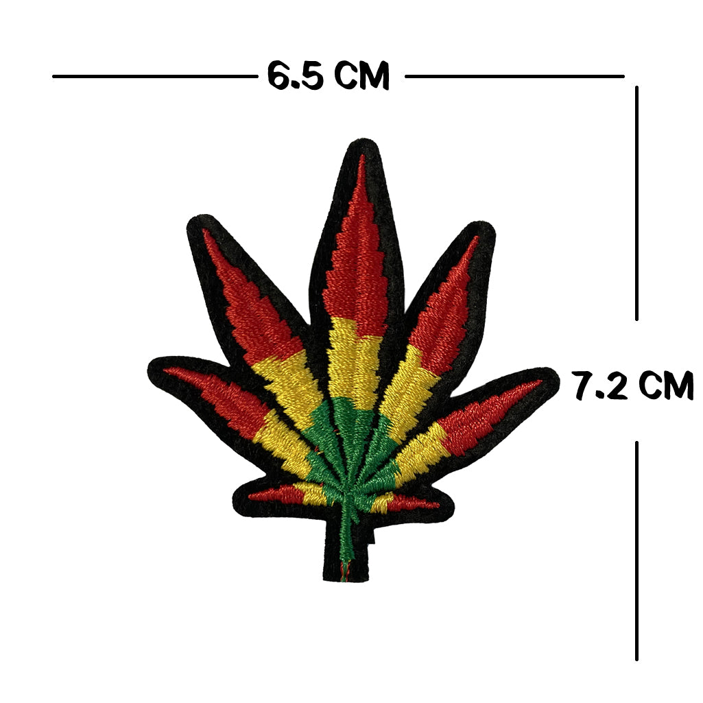 RASTA coloured WEED Embroidery Patch Iron on or Sew on hemp leaf one love