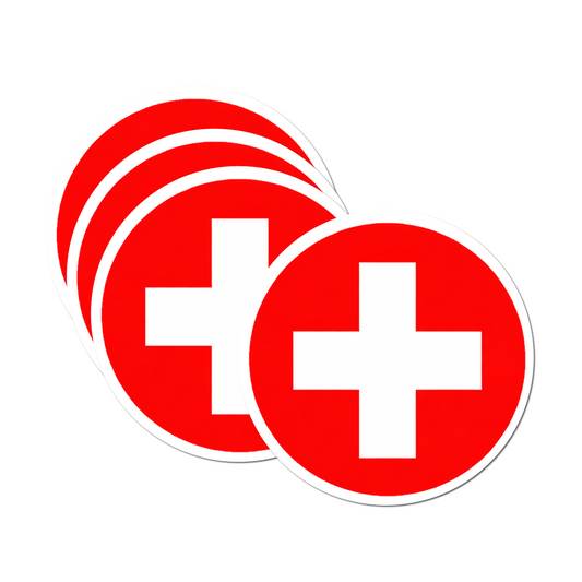 4 PACK Medical Symbol Red cross waterproof Matte vinyl sticker