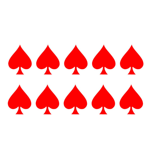 Set of 10 x RED Spades TEMPORARY TATTOO Waterproof Ace of Spades card player