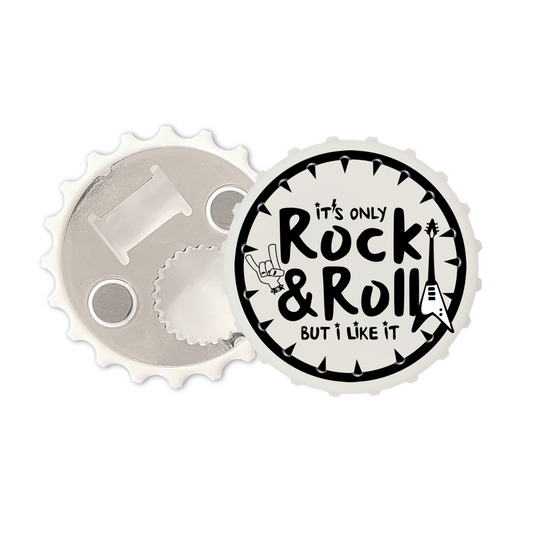 it's only rock and roll but i like it Magnetic bottle cap opener fridge magnet