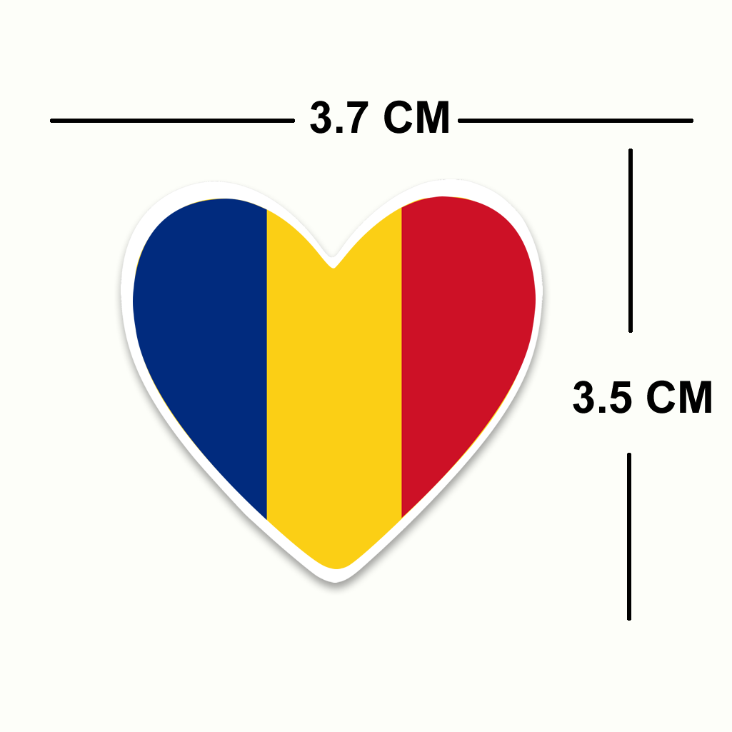 4 PACK Romania Flag heart waterproof Matte vinyl sticker paper Romanian Team