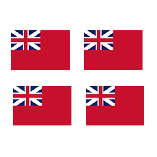 Set of 4 x Red Ensign of Great Britain Flag Iron on Screen Print Transfers for Fabrics Sailor Flag