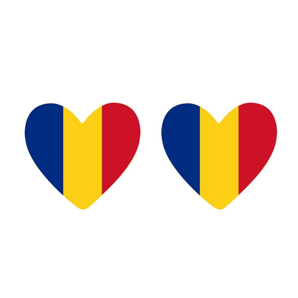 2 x Romania Flag Heart Temporary Tattoo Romanian Team support body art