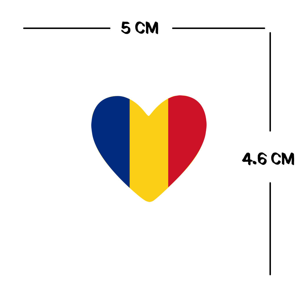 2 x Romania Flag Heart Temporary Tattoo Romanian Team support body art