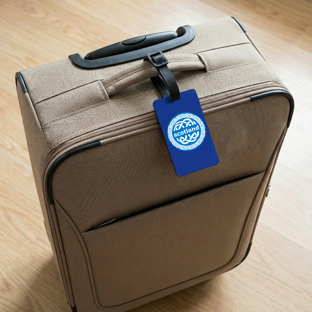 Scotland Suitcase Tag – Luggage Tag with Scottish Celtic Knot Symbol, Travel ID