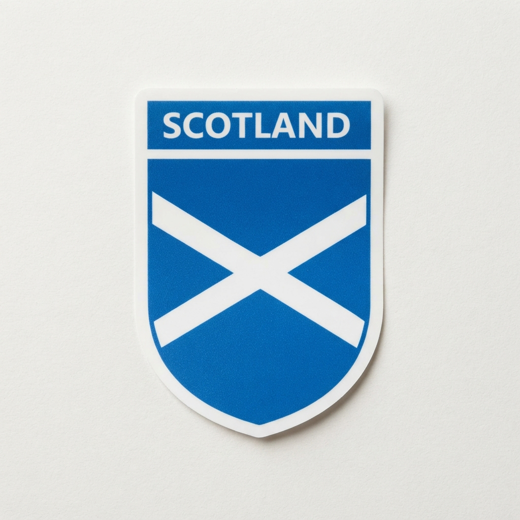 Scotland Flag Crest Vinyl Sticker 4.2 x 5.6 cm, Pack of 2 Scotland Flag