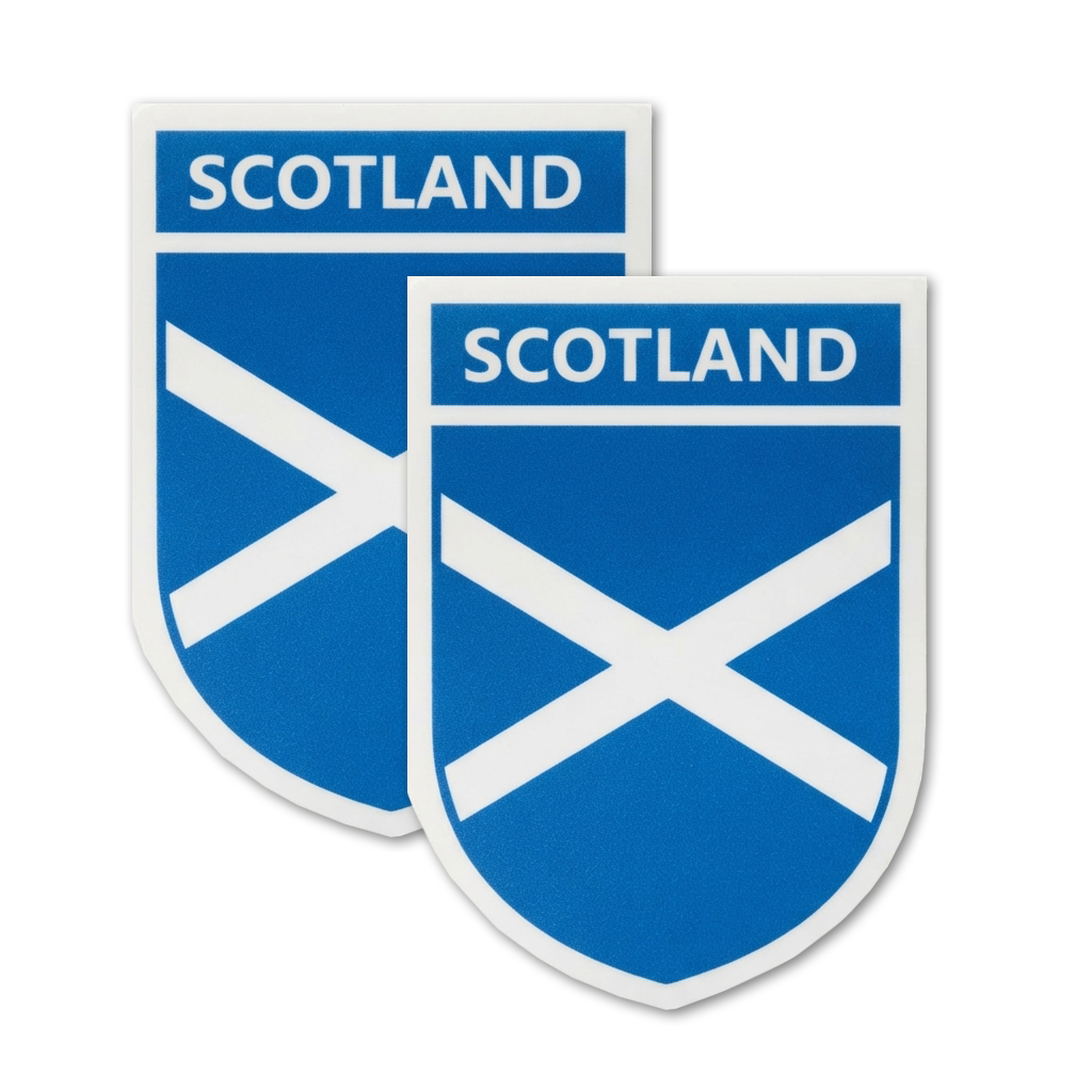 Scotland Flag Crest Vinyl Sticker 4.2 x 5.6 cm, Pack of 2 Scotland Flag