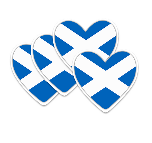 4 PACK Scotland Flag heart waterproof Matte vinyl sticker paper Scottish Team