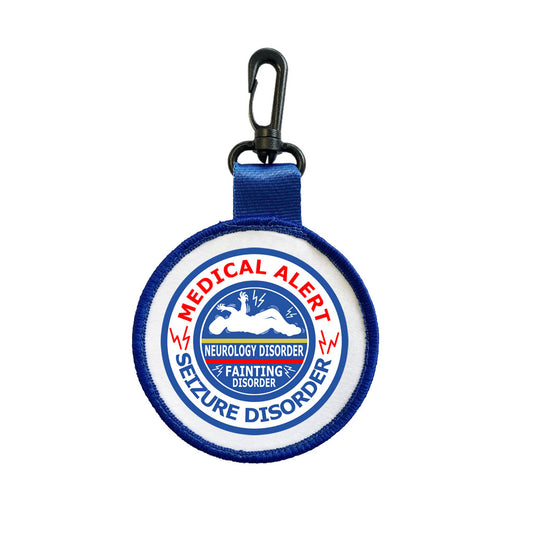 Medical Alert Seizure Disorder Luggage Tag Pull Bag Key Ring Keyring fainting Neurology