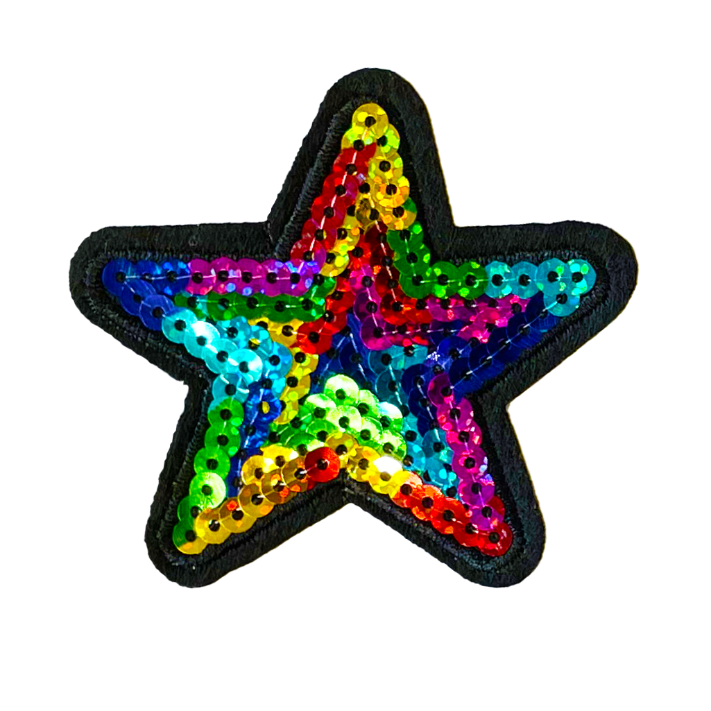 Rainbow Sequin Star Iron-on / Sew on Patch Decorative Patches, glitter