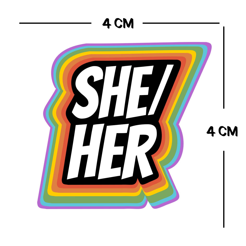 Set of 2 x She / HER pronouns Iron on Transfer for fabric gender identity