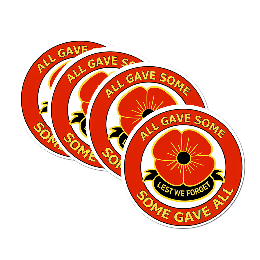 4 PACK Poppy waterproof Matte vinyl sticker Lest we forget remembrance day D day