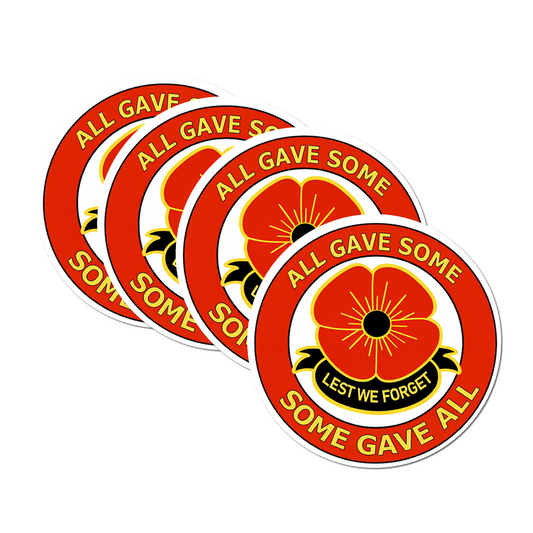4 PACK Poppy waterproof Matte vinyl sticker Lest we forget remembrance day D day