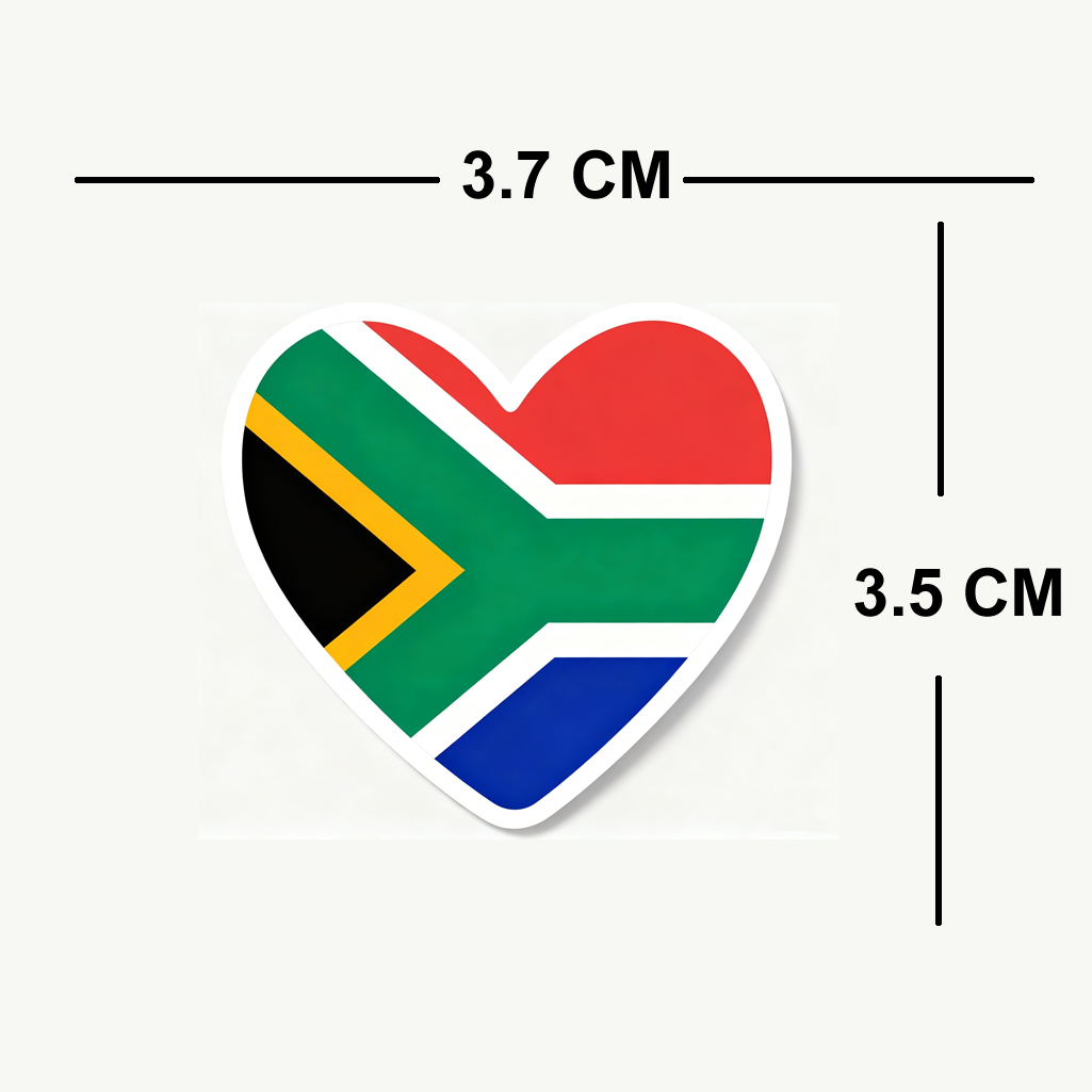 4 PACK South Africa Flag heart waterproof Matte vinyl sticker South African Team
