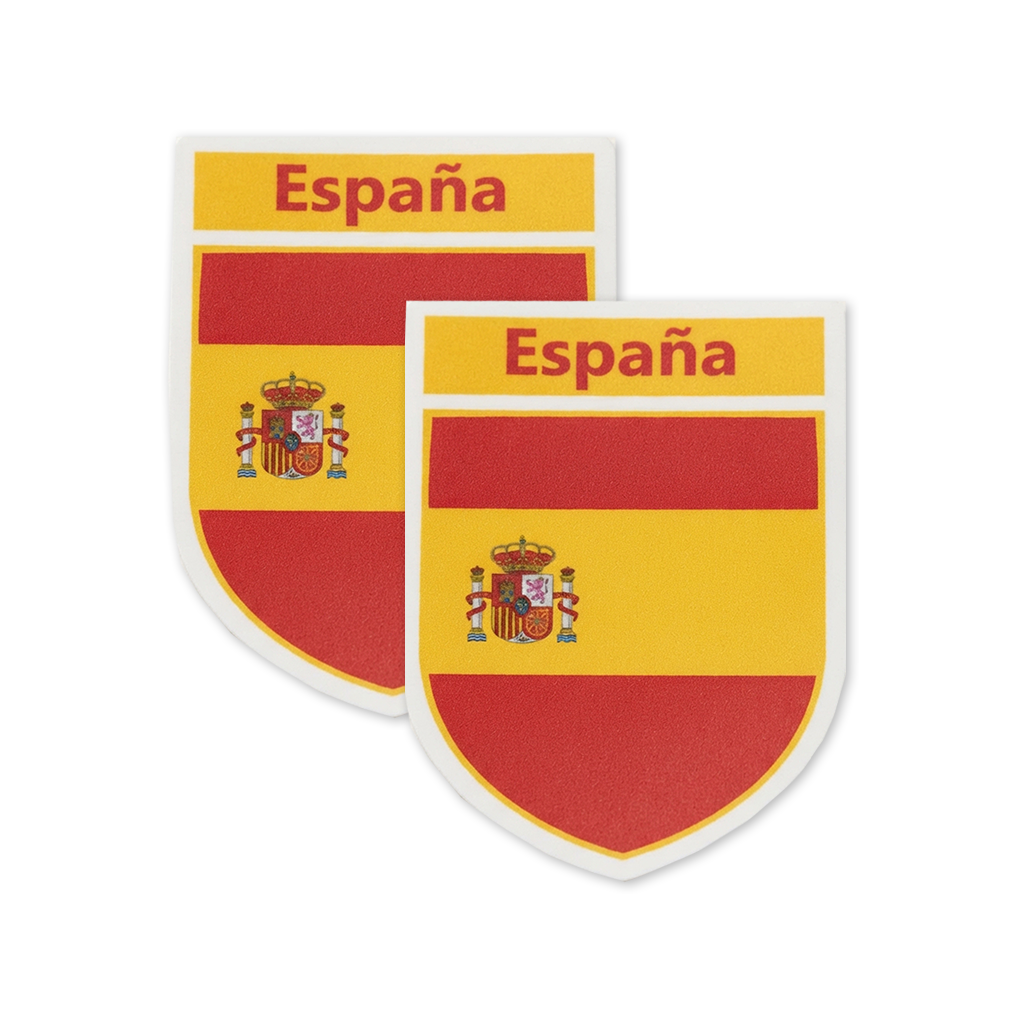 2 PACK Spain Flag crest waterproof Gloss vinyl sticker Spanish Team