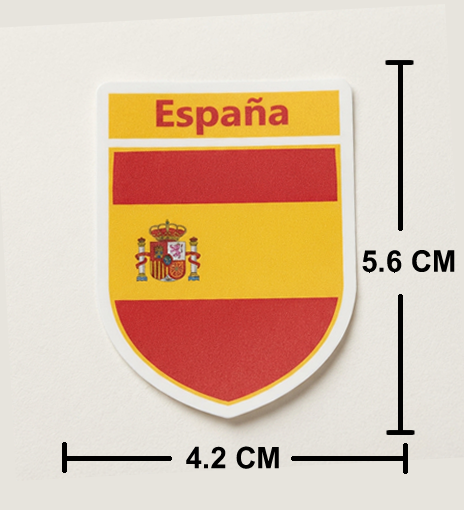 2 PACK Spain Flag crest waterproof Gloss vinyl sticker Spanish Team