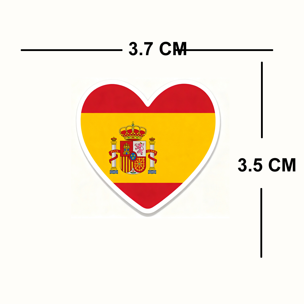 4 PACK Spain Flag heart waterproof Matte vinyl sticker Spanish Team