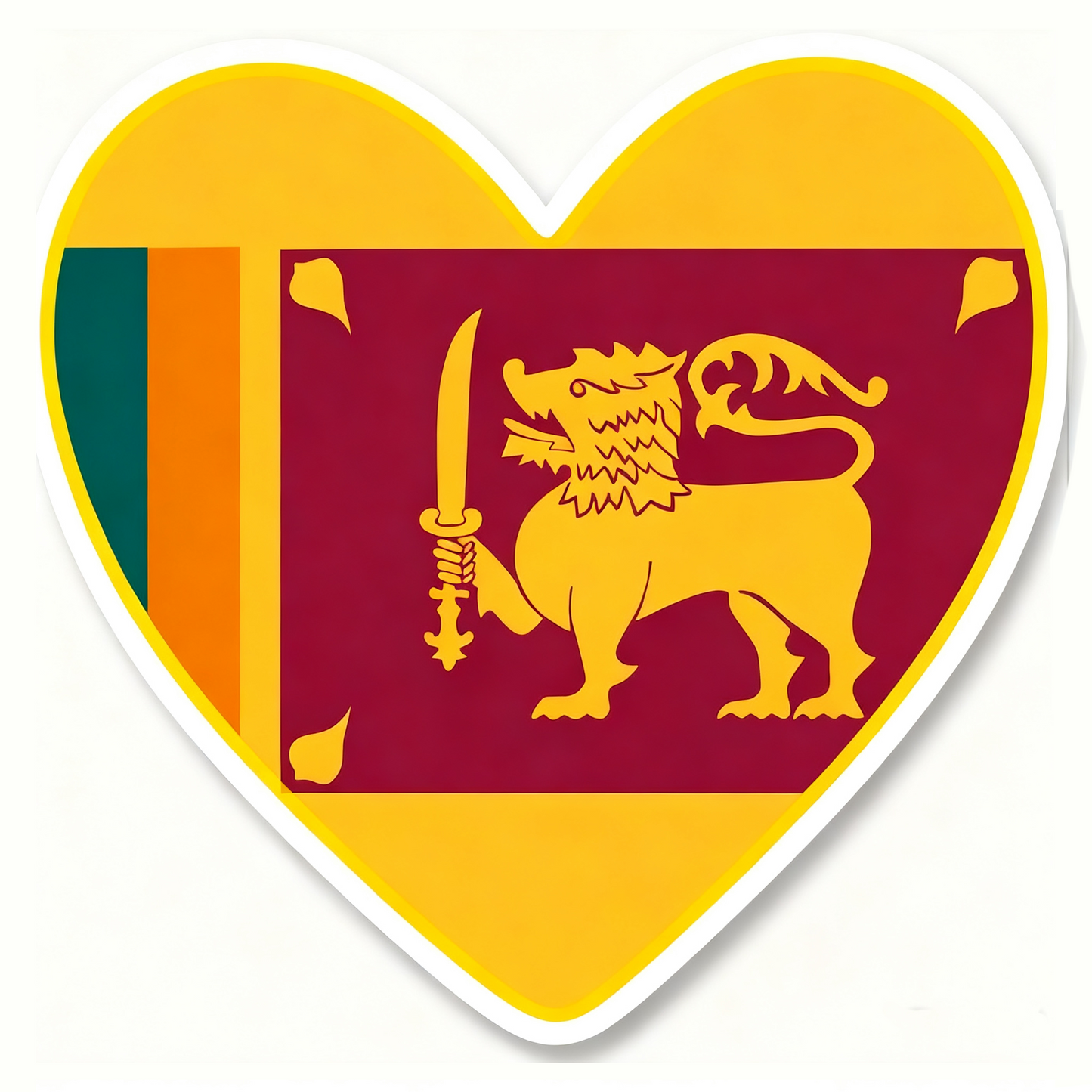 4 PACK Sri Lanka Flag heart waterproof Matte vinyl sticker Sri Lankan Team