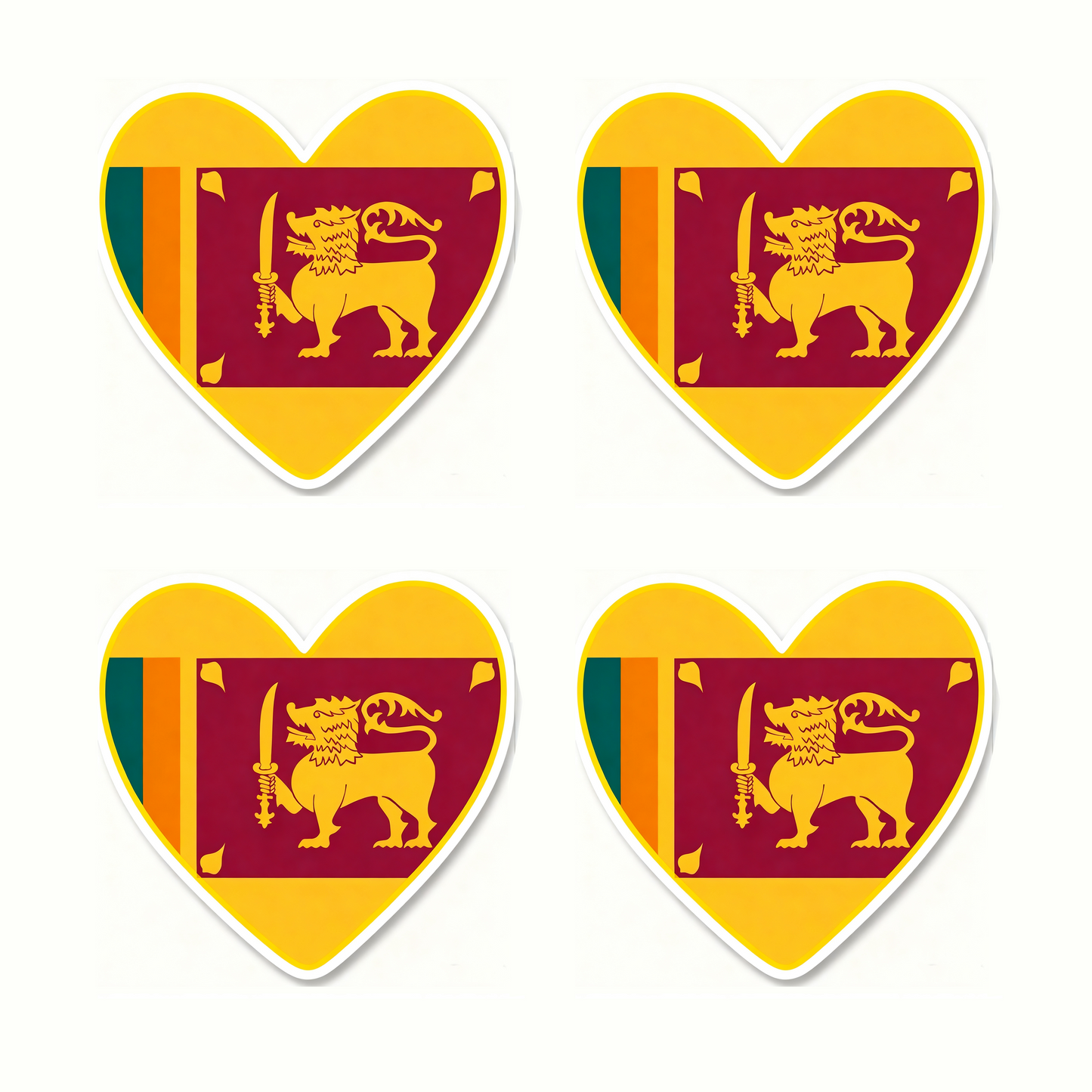 4 PACK Sri Lanka Flag heart waterproof Matte vinyl sticker Sri Lankan Team
