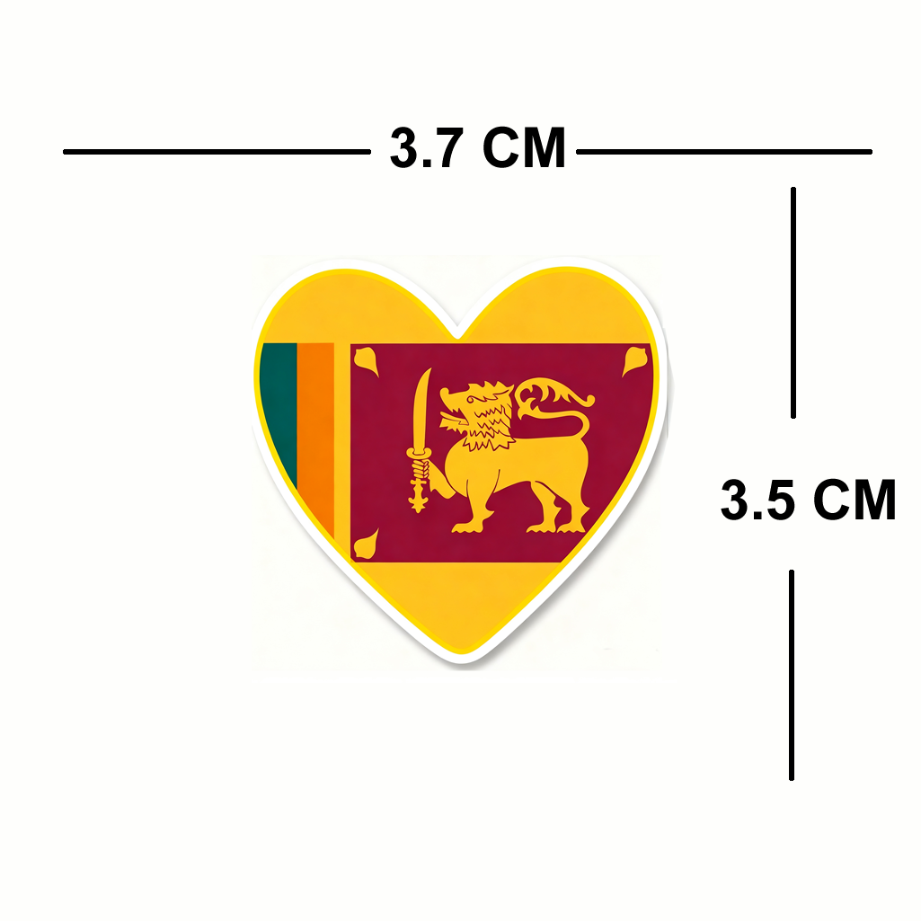 4 PACK Sri Lanka Flag heart waterproof Matte vinyl sticker Sri Lankan Team