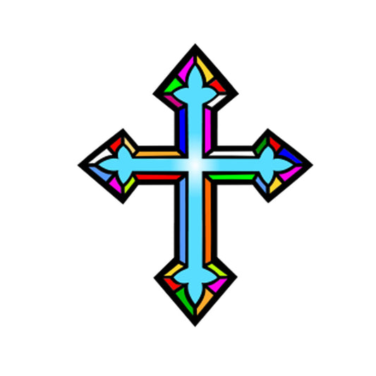 Christian Cross TEMPORARY TATTOO Christ waterproof Stained glass design
