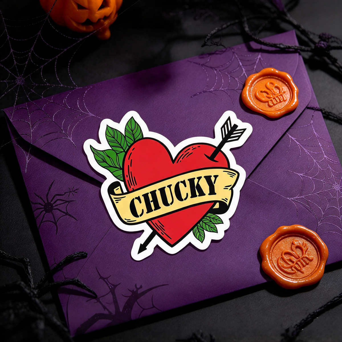 2 PACK Chucky waterproof Gloss vinyl sticker Halloween Gothic symbol