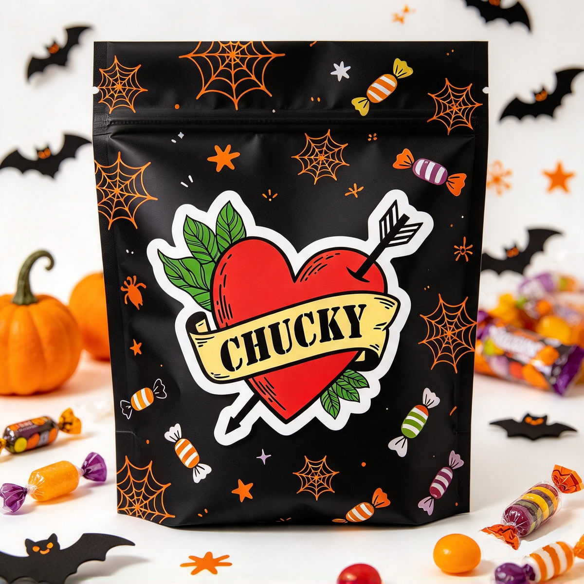 2 PACK Chucky waterproof Gloss vinyl sticker Halloween Gothic symbol
