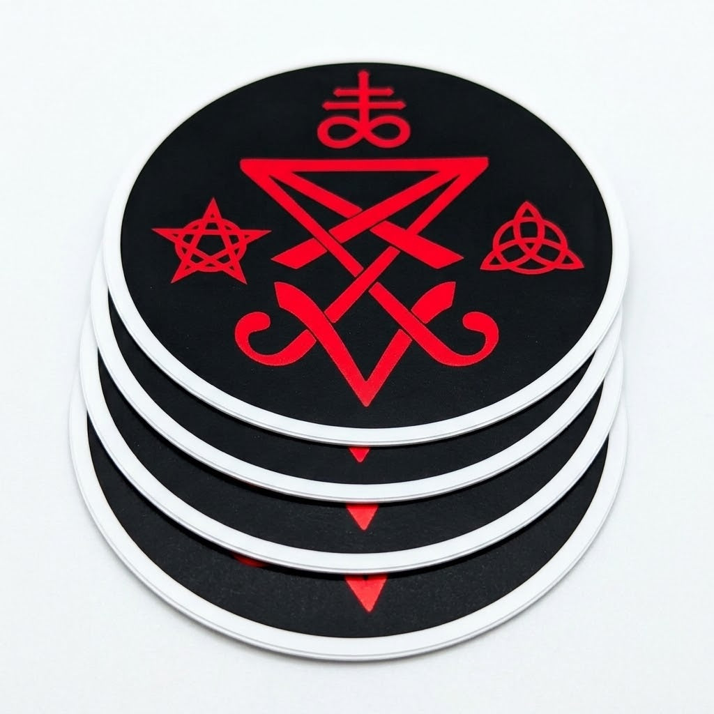 4 PACK Sigil of Lucifer waterproof Gloss vinyl sticker Halloween devil symbol