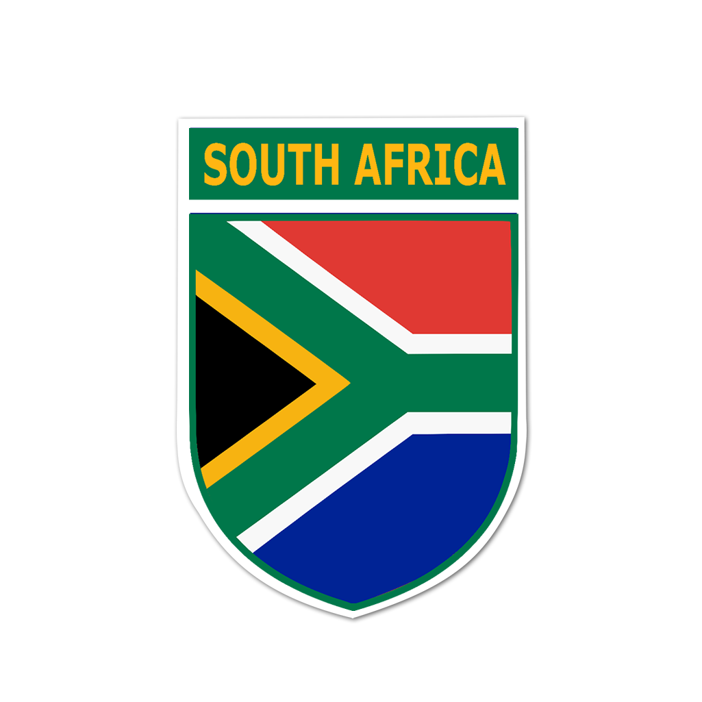 South Africa Flag Crest Vinyl Sticker 4.2 x 5.6 cm, Pack of 2 South African team
