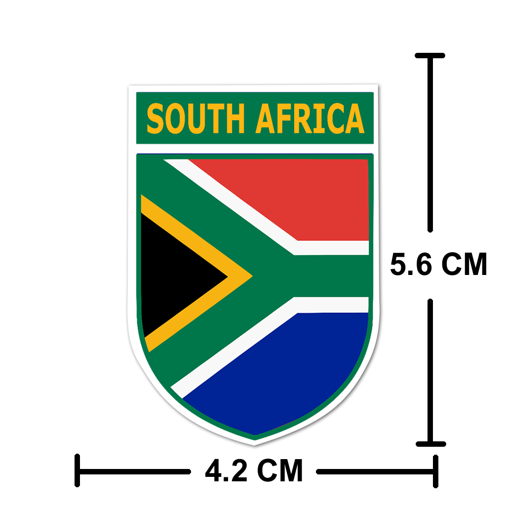 South Africa Flag Crest Vinyl Sticker 4.2 x 5.6 cm, Pack of 2 South African team