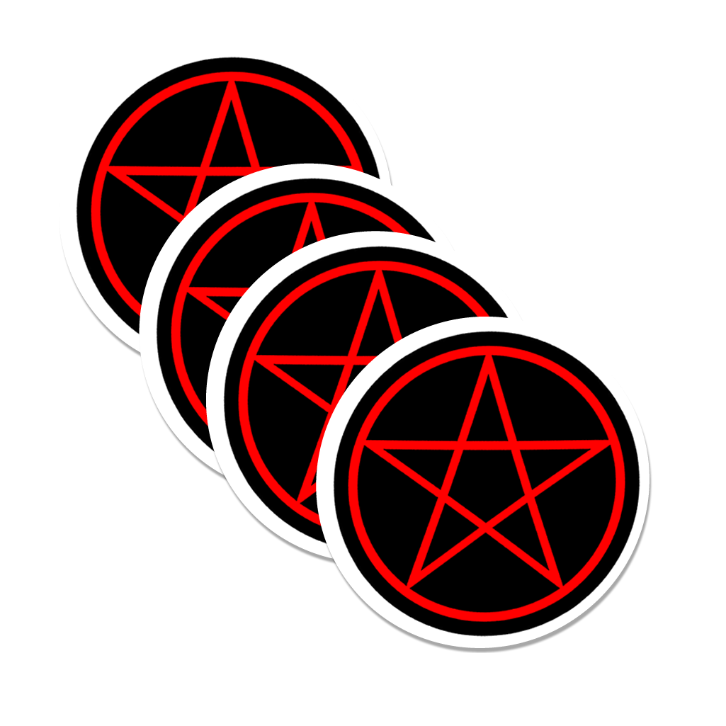 4 PACK Witch Craft waterproof Gloss vinyl sticker Halloween Pentagram symbol
