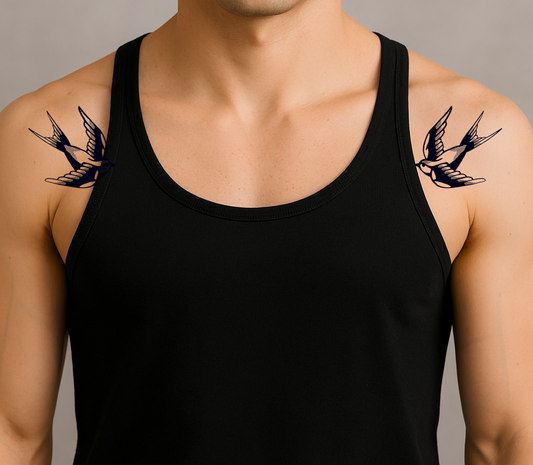 2 x Swallow Semi Permanent Tattoo Waterproof Lasts 1 - 2 weeks swift bird neck hand body art