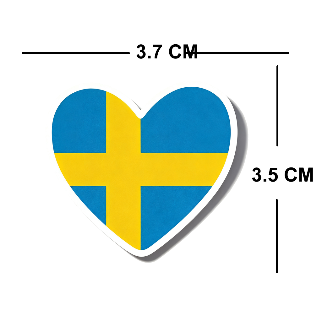 4 PACK Sweden Flag heart waterproof Matte vinyl sticker Swedish Team