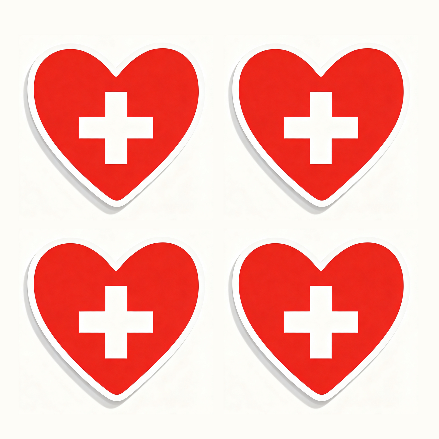 4 PACK SWISS Flag heart waterproof Matte vinyl sticker Switzerland Team
