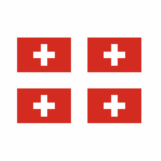 Set of 4 x Swiss Flag Iron on Screen Print Transfers for Fabrics Switzerland