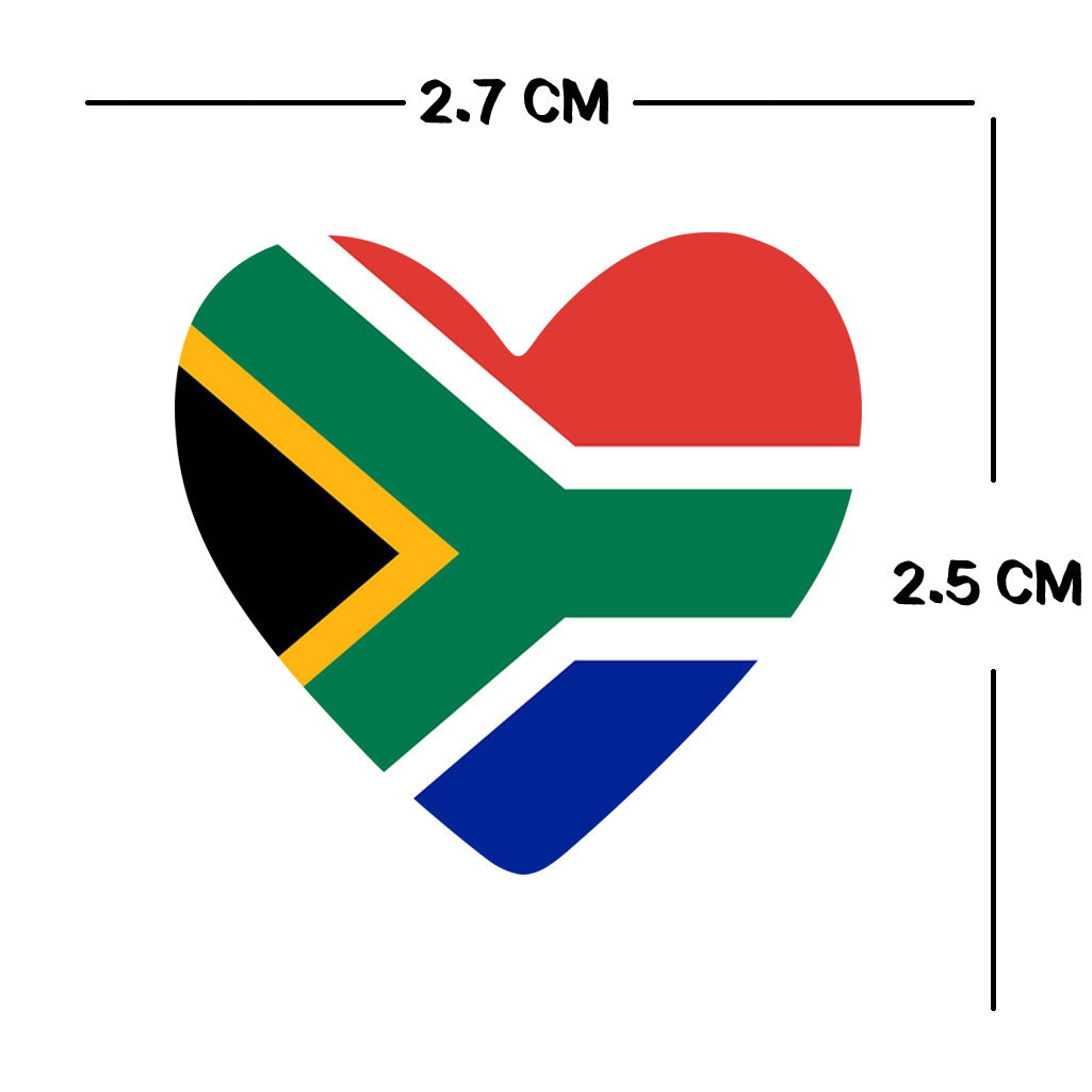 Set of 4 x South Africa Flag Heart Iron on Transfer for fabric South African