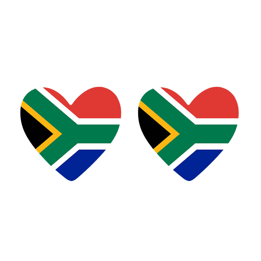 2 x  South Africa Heart Flag Temporary Tattoo South African Team support