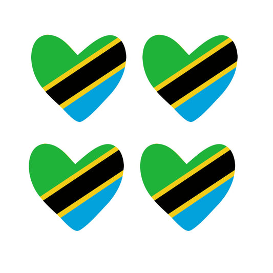 4 X Tanzania flag Heart Iron on transfer
