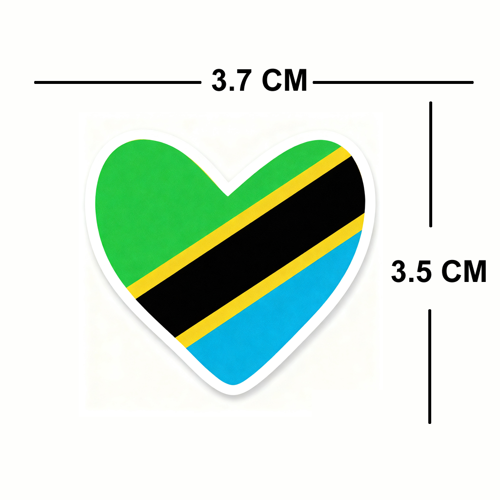 4 PACK Tanzania Flag heart waterproof Matte vinyl sticker Tanzanian Team