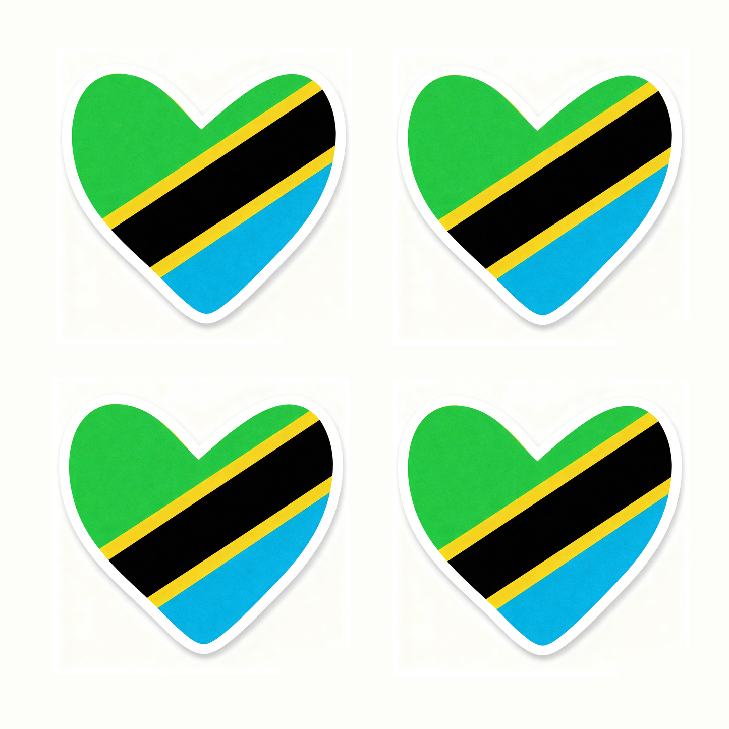 4 PACK Tanzania Flag heart waterproof Matte vinyl sticker Tanzanian Team