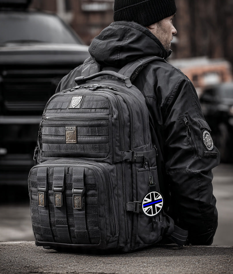 Thin Blue Line Tag Pull Bag Key Ring UK map Police first responder front line